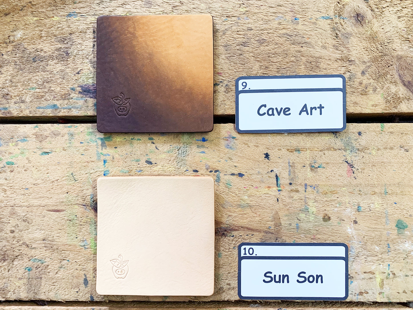 Apple Pig Leather sample (coaster)